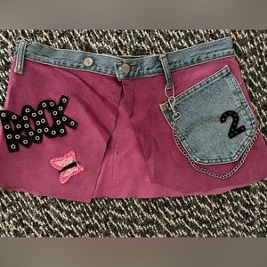 Pink Suede Mini Skirt
